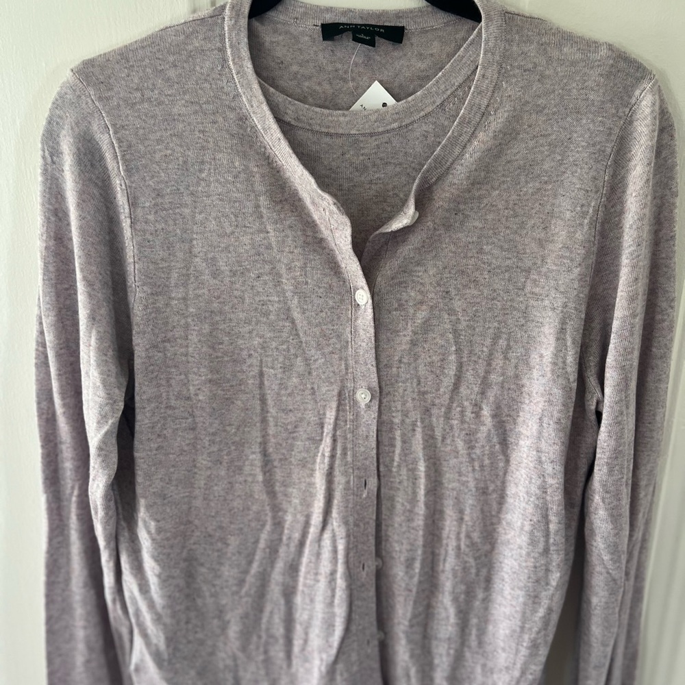 NWT! Lilac Heather Ann Taylor Knit Twin-Set - Large